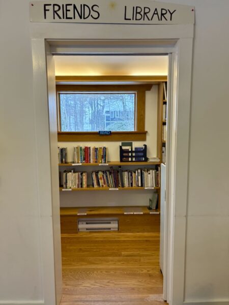 View of library through open door.